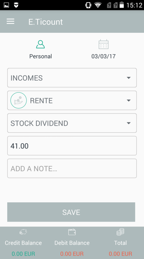 Personal Expenses App for Android screenshot 1